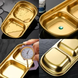 1-4 Grids Seasoning Plate Dipping Dish Stainless Steel Hot Pot Seasoning Dish Square Barbecue Snack Plate Kitchen Condiment Tray - Image 6