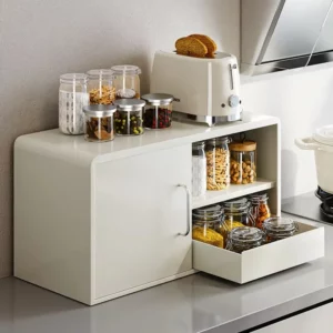 Multi-layer Salt Sauce Vinegar Bottle Counter Storage Cabinet Multi-functional Home Mug Holder Dust-proof Kitchen Seasoning Rack - Image 2