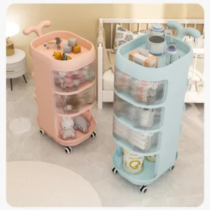 Hand Push Style Baby's Storage Shelf Multi-Layer Rack Plastic Drawers Finishing Rack with pulley Clothes Diapers Toys Sorting - Image 1