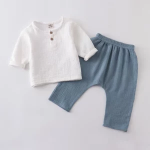 children t shirts fashion linen pleated boys t shirt children t-shirt 2025 summer baby boys girls t-shirt children clothes kids - Image 2