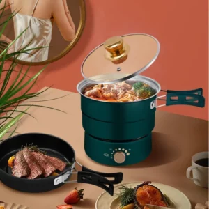 110V/220V Travel Rice Cooker Portable Split Frying Pan Electric Stew Soup Pot Boiler Cooking Skillet Mini Hotpot Food Steamer - Image 2