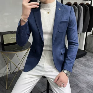 Men's Deerskin Fleece Jacket Suit Coat Blazer Men's Business Leisure Slim Fit Brand Fashion High Quality Single Button Suit Coat - Image 3
