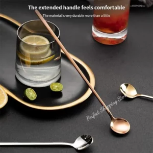 Gold Spoon Set, Beautiful Long-handled Golden Coffee Spoon, Stainless Steel Set, Holiday Kitchen Tableware Gift - Image 4