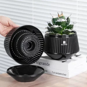 Meshpot Home Plants Pot Desk Flower Pot with Saucer for House Decoration Holiday Gift Planter 12cm - Image 2