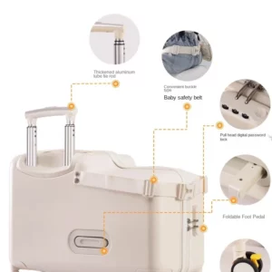 18 inch New Suitcase with Seat for Children Small Luggage Lightweight PC Boarding Suitcase Foldable Pedal Girls and Boys - Image 4