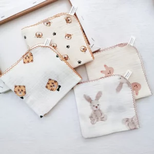 Cotton Baby Face Towel Newborn Baby Items 4 Layer Muslin Baby Bibs Handkerchief Soft Saliva Towel Triangle Feeding Burp Cloths - Image 4