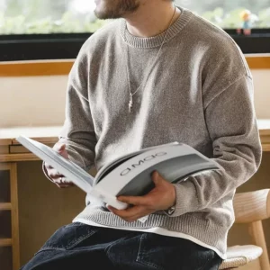 Maden Casual Chenille Round Neck Sweater for Men Warm Skin-friendly Beige Knitwear Autumn Winter Basic Solid Color Soft Sweater - Image 3