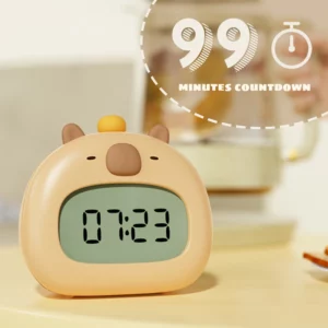 Bedside LED Clock Kids Alarm Clock Children's Sleep Trainier Temperature Display With Rechargeable Control Digital Cute Capybara - Image 5