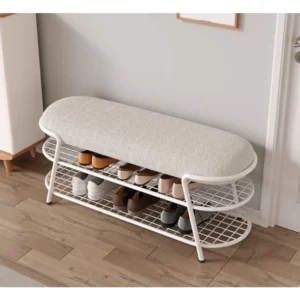 Simple Modern Shoe Organizer Multifunctional Shoe Cabinet High Elastic Cushion Hallway Bench Double Layer Structure Shoes Rack - Image 4
