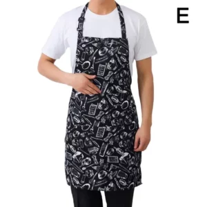 Kitchen Cooking Apron Chef Halterneck Apron With 2 Pockets Catering Sleeveless Aprons Men Woman BBQ Waiter Printing Apron - Image 4