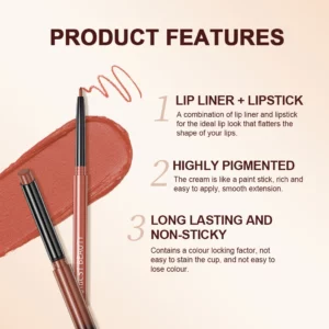 QIBEST 2pcs Lipstick Lipliner Pen Set Matte Velvet Lip Liner Pencil Contour Makeup Sexy Red Lip Stick Long Lasting Cosmetics - Image 4