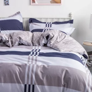 3PC 100% Cotton Duvet Cover Set Striped Printing 1PC Duvet Cover 2PC Pillowcase Cotton Soft Skin Friendly Bedding - Image 3