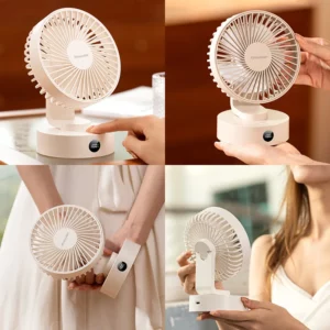 Portable Mini Desktop Fan Silent High Wind Power Cordless Rechargeable Fan 5 Speed Cooler Small Fan for Students Office Gifts - Image 2