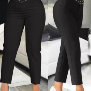 Women Chic Fashion With Seam Detail Office Wear Pants Vintage High Waist Zipper Fly Female Slim Trousers Mujer Solid Suit Pants - Image 4