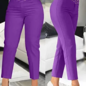 Women Chic Fashion With Seam Detail Office Wear Pants Vintage High Waist Zipper Fly Female Slim Trousers Mujer Solid Suit Pants - Image 6