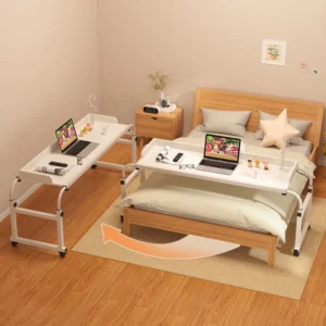 Laptop Computer Adjustable Height and Length Living Room Bedroom Movable Desk Overbed Table - Image 2