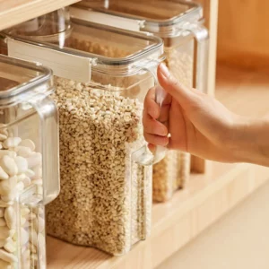 Transparent Cereal Dispenser with Lid Storage Box Plastic Rice Bucket Container Food Sealed Jar Cans for Kitchen Grain Organizer - Image 2