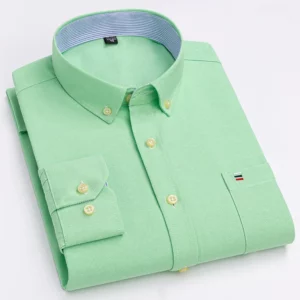 over size 7XL100%Cotton Oxford long-sleeve shirts for men slim fit formal plain shirt office white clothes elegant business tops - Image 1