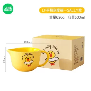 500ml anime Handle graduated bowl LINE FRIENDS kawaii girl large capacity Ceramic measuring cup Cartoon Steamed egg bowl Gift - Image 6