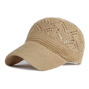 Summer Women's Hollow baseball cap Breathable Knit Hat Holiday Mesh Hat Adjustable Cap Sun Hat - Image 3