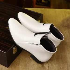 Retro Men Ankle Boots Luxury High-top Men Leather Shoes High Quality Non-Slip Motorcycle Boots Fashion Zipper Men Boots Big Size - Image 3