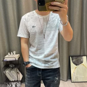 Fashion O-Neck Short Sleeve Printed Embroidery T-Shirts Men's Clothing 2024 Summer New Loose Casual Tops England Tee Shirt - Image 2