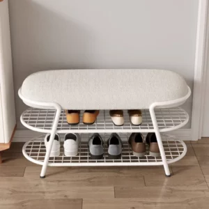 Simple Modern Shoe Organizer Multifunctional Shoe Cabinet High Elastic Cushion Hallway Bench Double Layer Structure Shoes Rack - Image 5