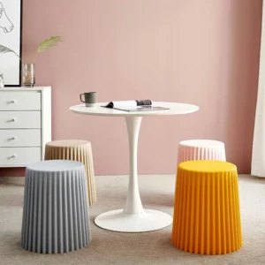 Nordic Plastic Stool, Thickened Round Stools for Living Room, Fashionable, Beautiful Corrugated Bucket, Cut Surface Stool - Image 3
