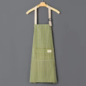 Cotto Linen Striped Apron With Thin Cotton Fabric Waistband For Stain Oil Resistance Coffee Overalls Apron Kitchen Accessories - Image 4
