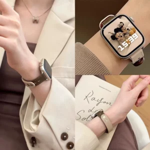 Thin Leather Strap for Apple Watch Band 10 9 8 46mm 42mm 41mm 44mm 45mm 38/40mm Women Watchband Bracelet Belt iWatch 7 se 6 5 4 - Image 2