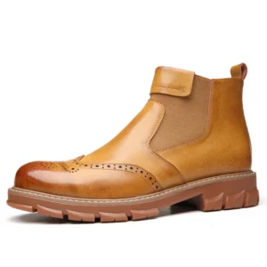 Chelsea Boots for Men Brand Designer Ankle Boots Classic Genuine Leather Men's Winter Boot Fashion Casual Warm Plush Ankle Botas - Image 2