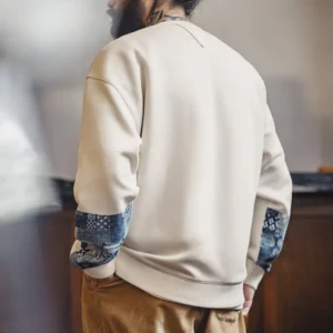 Maden Vintage Boro Patchwork Sweatshirt Casual Round-Neck Tops Men's Classic Pullover for Spring and Autumn Fashion Streetwear - Image 5