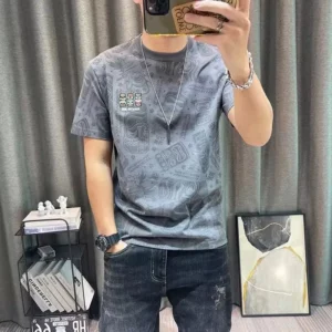 2023 Summer New Cartoon Pattern Printing T-Shirts Men Round Neck Short Sleeve Cotton Fashion Pullovers Male Loose Casual Tees - Image 2
