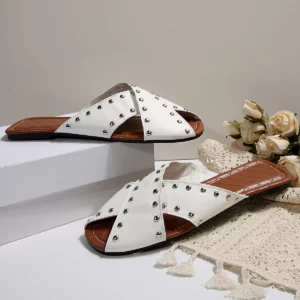 Women's Shoes Pu Leather Peep Toe Low Heel Mules Rivet Decoration Classic Colors Young Lady Streetwear Outside Slippers Sandals - Image 4