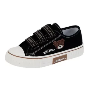 Shoes for Women Embroidery Bear Canvas Shoes Female Student Trend Sport Casual Platform Vulcanized Shoes Flat Footwear 2023 - Image 6