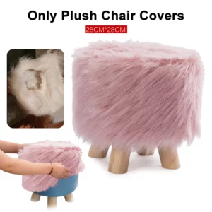 Plush Fabric Ottoman Cover Footrest Covers Artificial Wool Soft Sheepskin Chair Covers Footstool Protector Covers Without Stool - Image 3