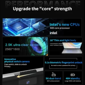 New Brand 16" Inch 2K Laptop, 240 Hz Ultra-clear Screen, Windows 11 Pro Portable PC Gaming Notebooks 32GB 2TB Fingerprint Unlock - Image 3