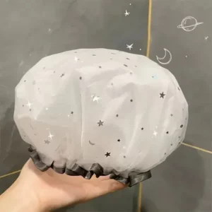 Waterproof Double-Layer Shower Cap Starry Sky Design Fashion Reusable Bathing Hat Kitchen Oil-proof Sanitary Hat - Image 1