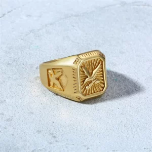Bald Eagle Signet Ring For Men Gold Plated Bird Stamp Bird Rings Stainless Steel Hawk Band Jewelry - Image 3