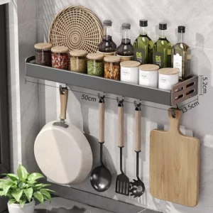 Wall-Mounted Kitchen Spice Storage Rack Condiment Rack Multifunctional Household Utensil Rack Kitchen Hanging Organizers - Image 5