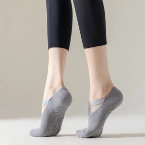 Yoga Socks Women Cotton Silicone Non-slip Pilates Grip Towel No-Show Barre Sock - Image 2