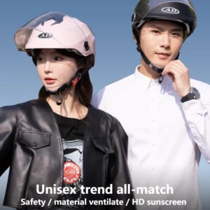 Electric Car Helmet Men Summer Sun Protection Led Battery Car Hard Hat Women's Four Seasons Universal Motorcycle Half Helmet - Image 4