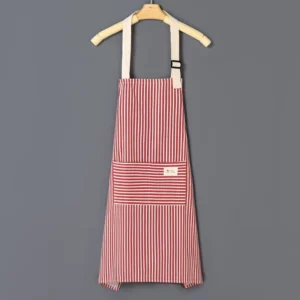 Cotto Linen Striped Apron With Thin Cotton Fabric Waistband For Stain Oil Resistance Coffee Overalls Apron Kitchen Accessories - Image 3