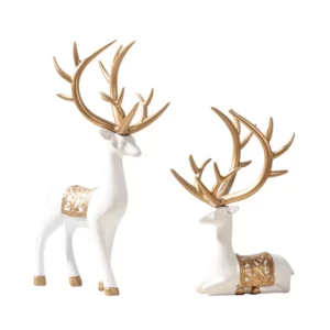 2pcs Elk Resin Statue Reindeer Sculpture Collectable Craft Deer Figurine Animal Figure for Party Desktop Housewarming Birthday - Image 3
