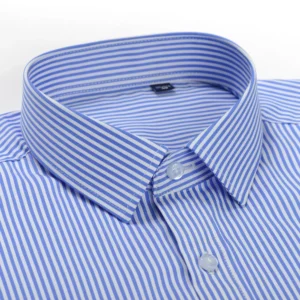 Men's Classic Long Sleeve Solid/striped Basic Dress Shirts Single Patch Pocket Formal Business Regular Fit Office Social Shirt - Image 2