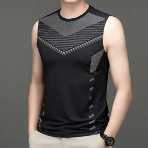 Summer New Round Neck Fashion Sleeveless Tank Man High Street Casual Loose Breathable Pullovers Printing Motion Quick Drying Top - Image 6