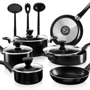 13 Pcs. Nonstick Kitchen Cookware PTFE/PFOA/PFOS-Free Heat Resistant Kitchenware Set w/Saucepan, Frying Pans, Cooking Pots - Image 5