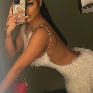 Ladies Autumn Feather New Fashion Night Clubwear Dress Women Sleeveless Backless Bodycon Mini Dresses Evening Party Fall Outfits - Image 3