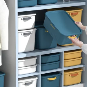 Desktop Plastic Storage Box with Lid Sundries Cosmetics Jewelry Kitchen Organizer Toy Storage Baskets Containers Home Supplies - Image 3