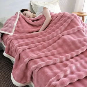 Solid Color Flannel Rabbit Fur Blanket Nap Cover Blanket Soft Sofa Blanket Coral Fleece Cover For Bedroom Manufacturer Wholesale - Image 7